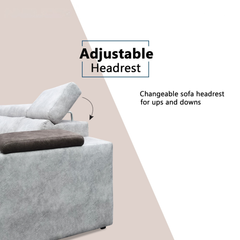 Meren Fabric Adjustable Headrest L-Shaped Corner Sofa (Pet Friendly & Easy Clean)