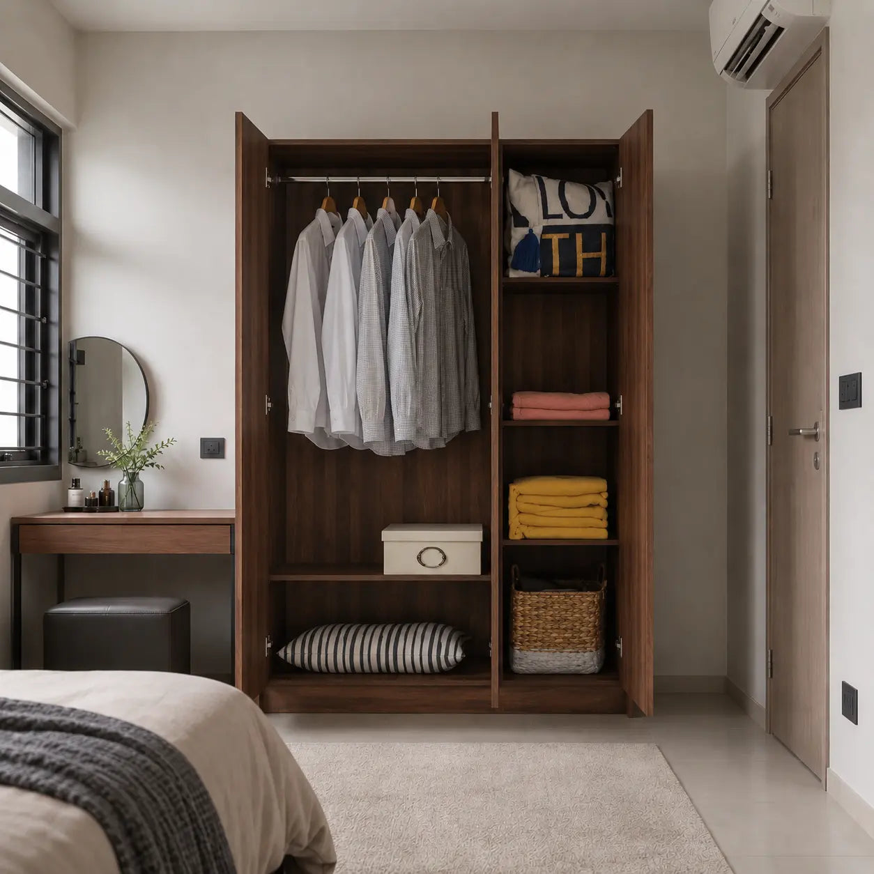 Calvona 3 Door Wooden Wardrobe (4ft) DHEP