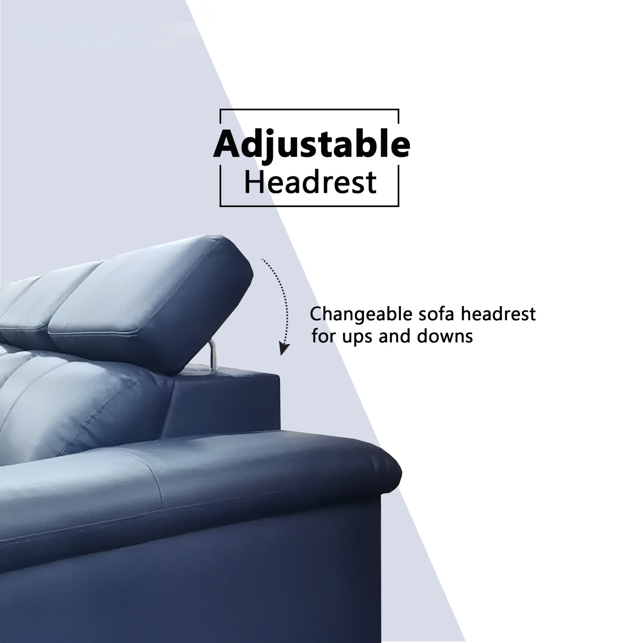 Zevin Genuine Leather Adjustable Headrest Sofa