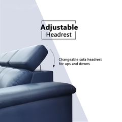Zevin Genuine Leather Adjustable Headrest Sofa