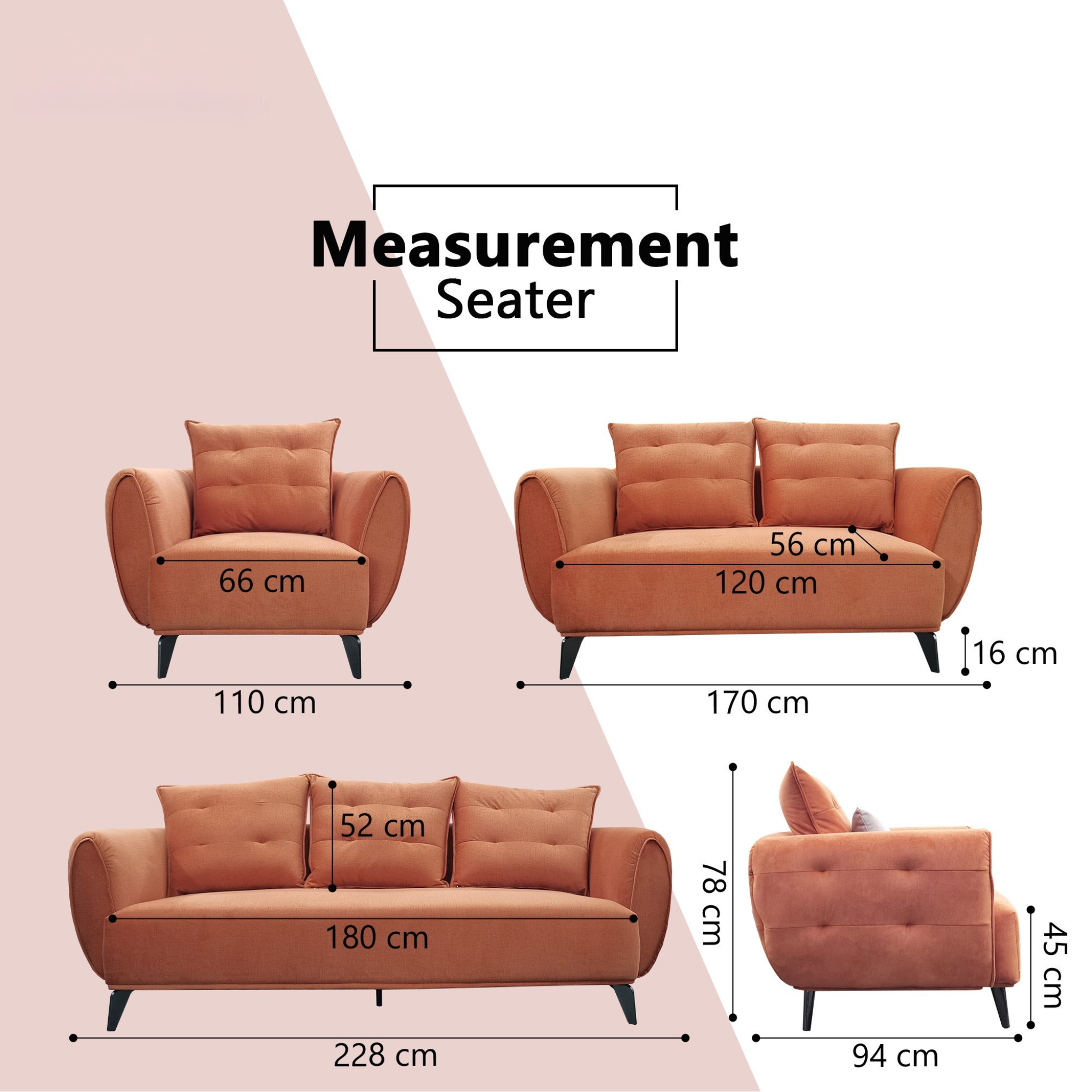 Rovan Fabric Sofa (Pet Friendly & Easy Clean)