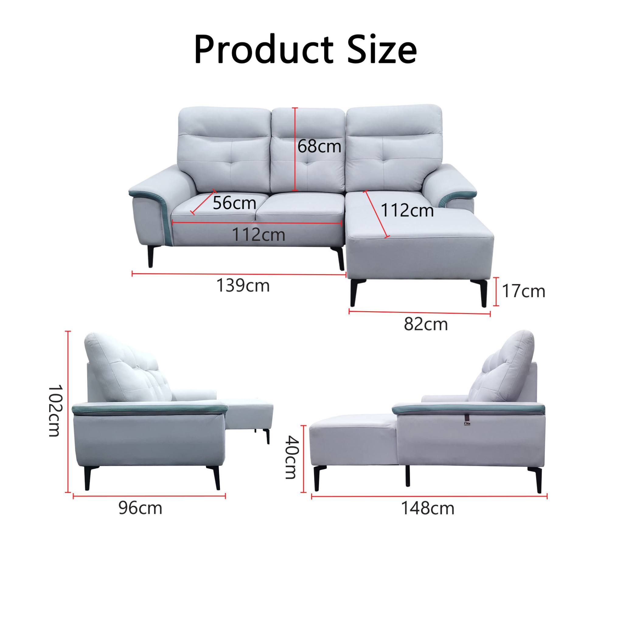 Amby Fabric L-Shaped Sofa (Pet Friendly & Easy Clean) KH