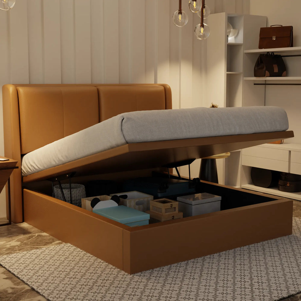 Grenne Genuine Leather Storage Bed (Gas Lift) XYXBED