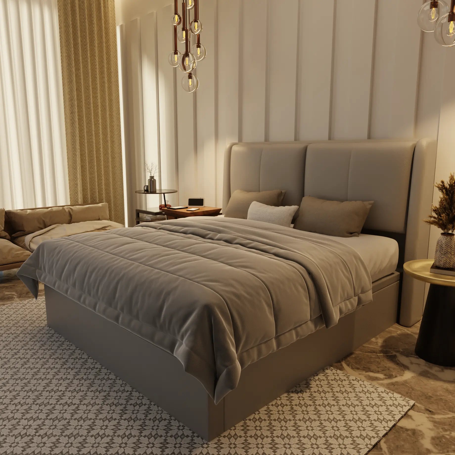 Grenne Genuine Leather Storage Bed (Gas Lift) XYXBED
