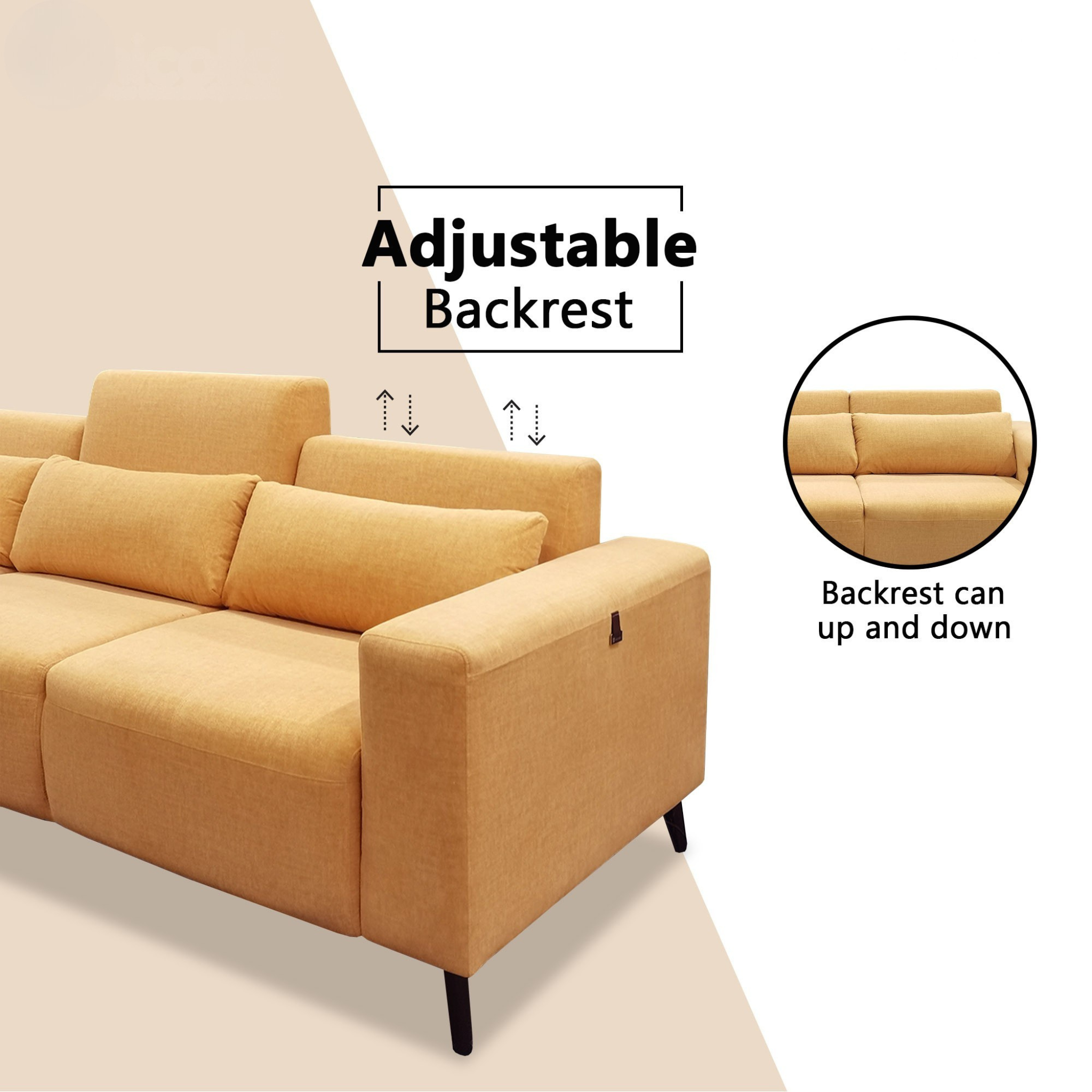 Shoalis Fabric Adjustable Legrest & Backrest Sofa (Pet Friendly & Easy Clean)
