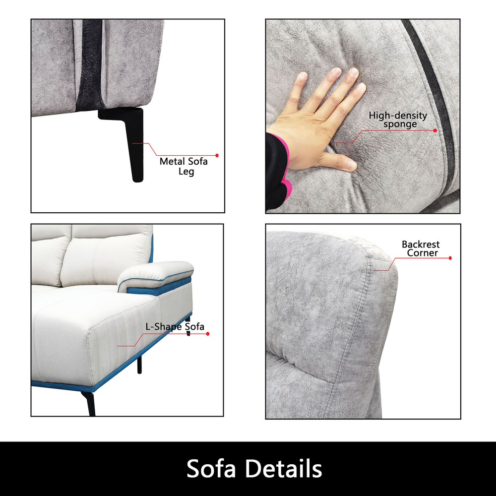Amby Fabric L-Shaped Sofa (Pet Friendly & Easy Clean) KH
