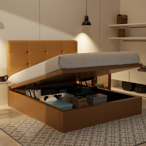Rachelle Genuine Leather Storage Bed (Gas Lift)