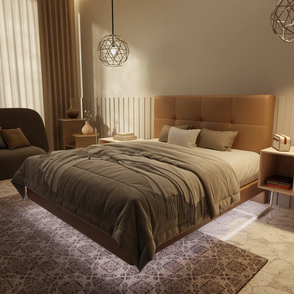 Koane Genuine Leather Floating Bed Frame (With LED) XYXBED