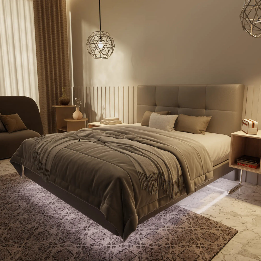 Koane Genuine Leather Floating Bed Frame (With LED) XYXBED