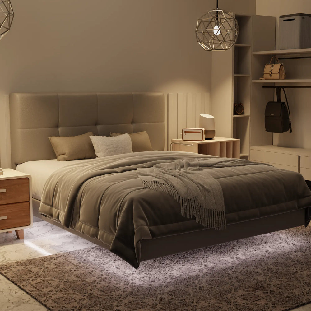 Koane Genuine Leather Floating Bed Frame (With LED) XYXBED