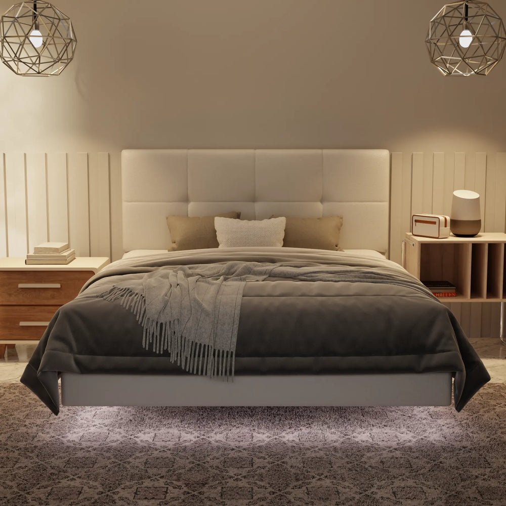 Koane Genuine Leather Floating Bed Frame (With LED) XYXBED