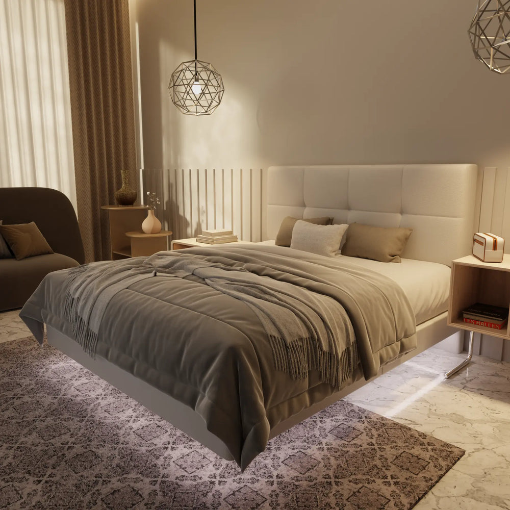 Koane Genuine Leather Floating Bed Frame (With LED) XYXBED