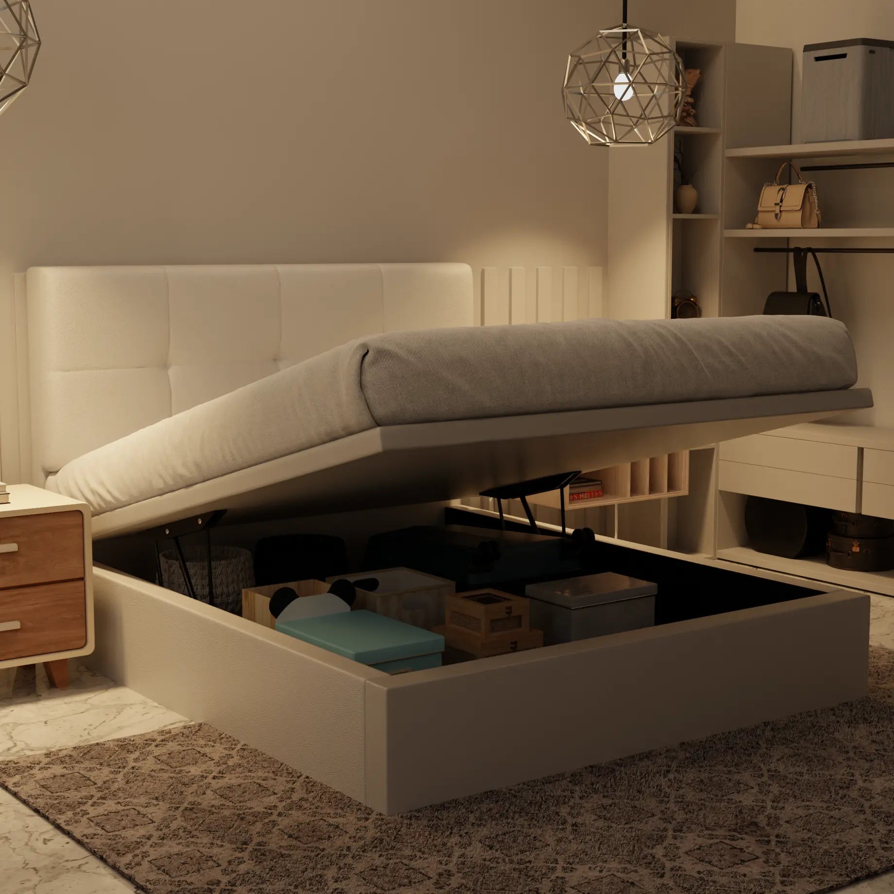Koane Genuine Leather Storage Bed (Gas Lift) XYXBED