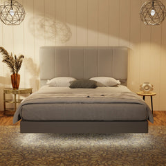 Joane Genuine Leather Floating Bed Frame (With LED) XYXBED
