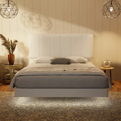 Joane Genuine Leather Floating Bed Frame (With LED) XYXBED