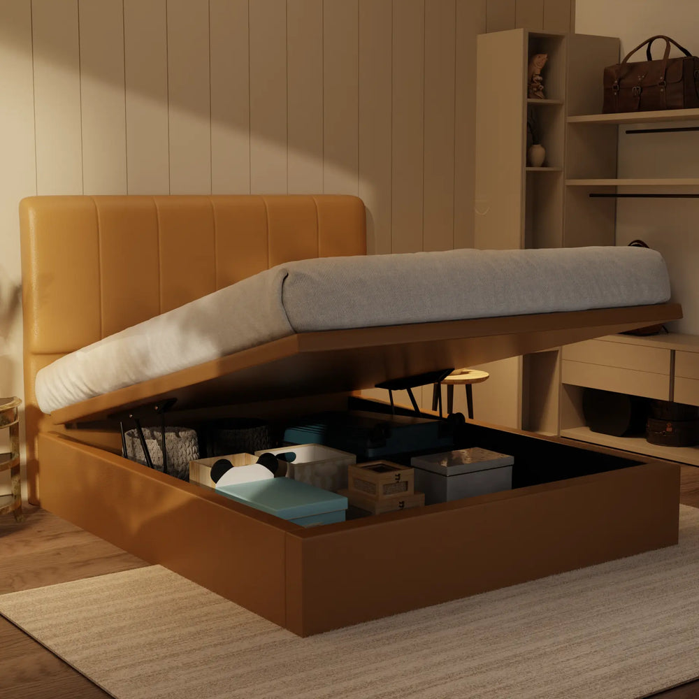 Joane Genuine Leather Storage Bed (Gas Lift) XYXBED