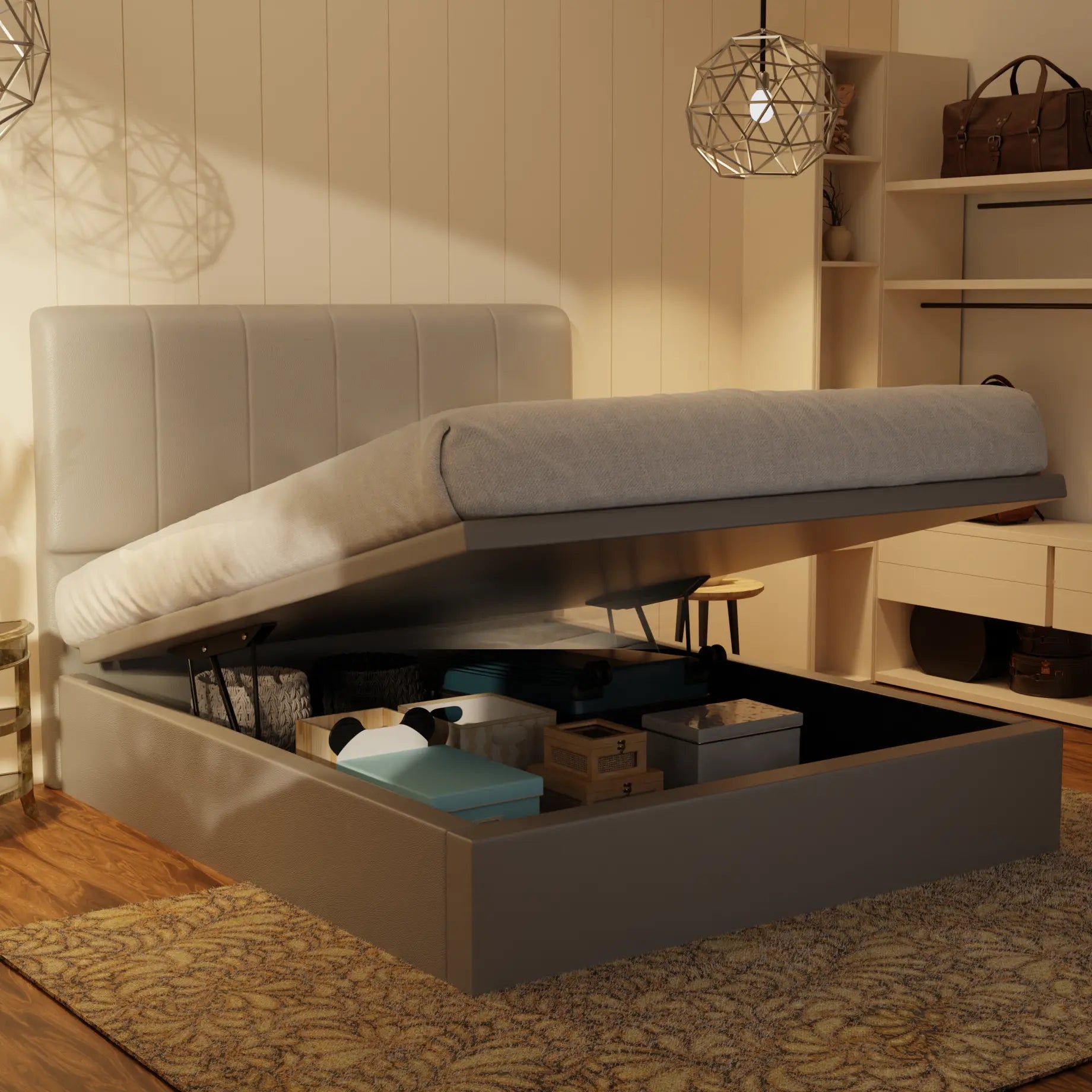 Joane Genuine Leather Storage Bed (Gas Lift) XYXBED