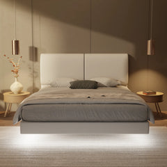 Gretelle Genuine Leather Floating Bed Frame (With LED) XYXBED