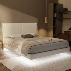 Gretelle Genuine Leather Floating Bed Frame (With LED) XYXBED