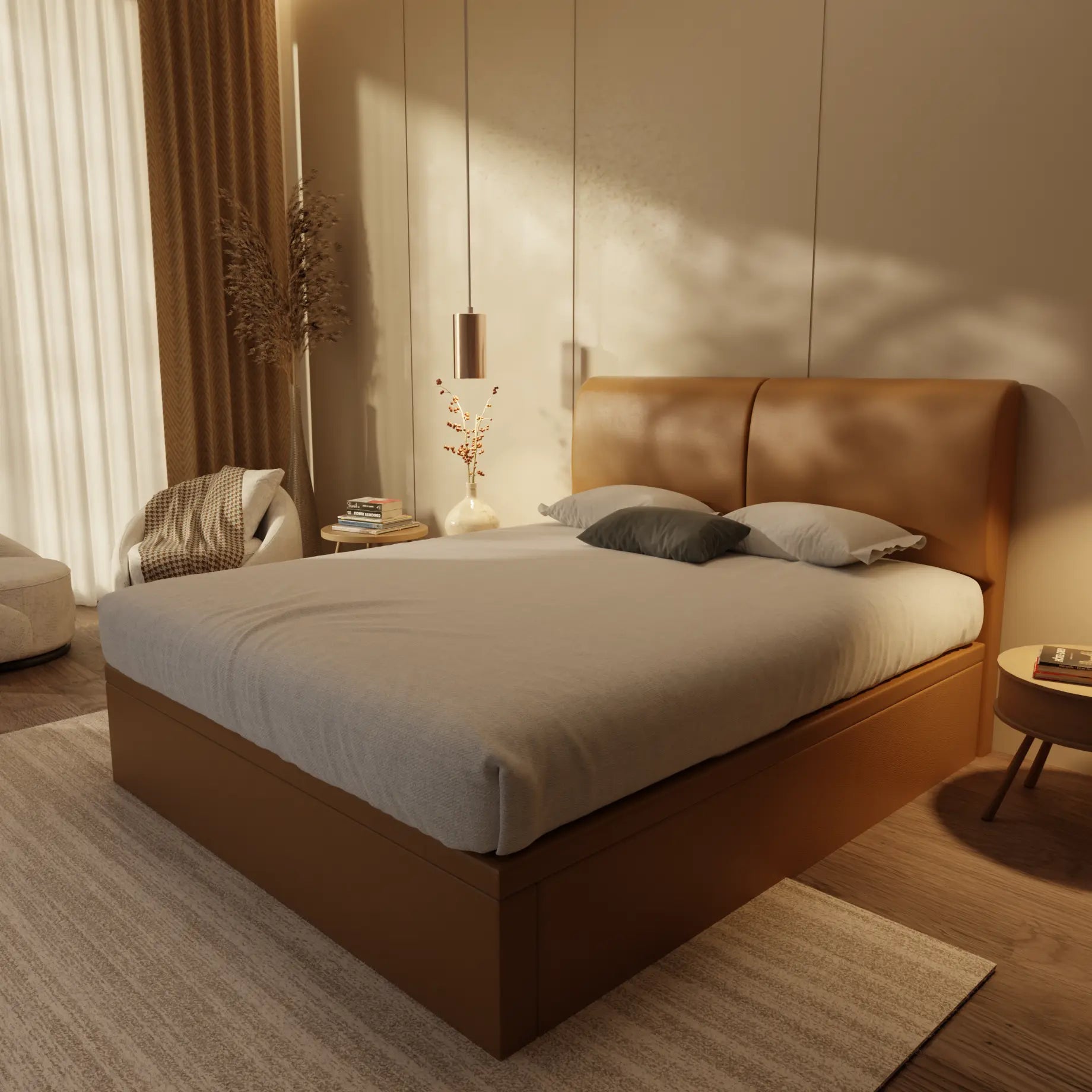 Gretelle Genuine Leather Storage Bed (Gas Lift) XYXBED