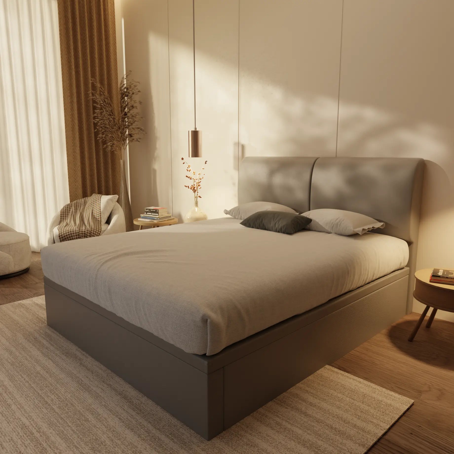 Gretelle Genuine Leather Storage Bed (Gas Lift) XYXBED