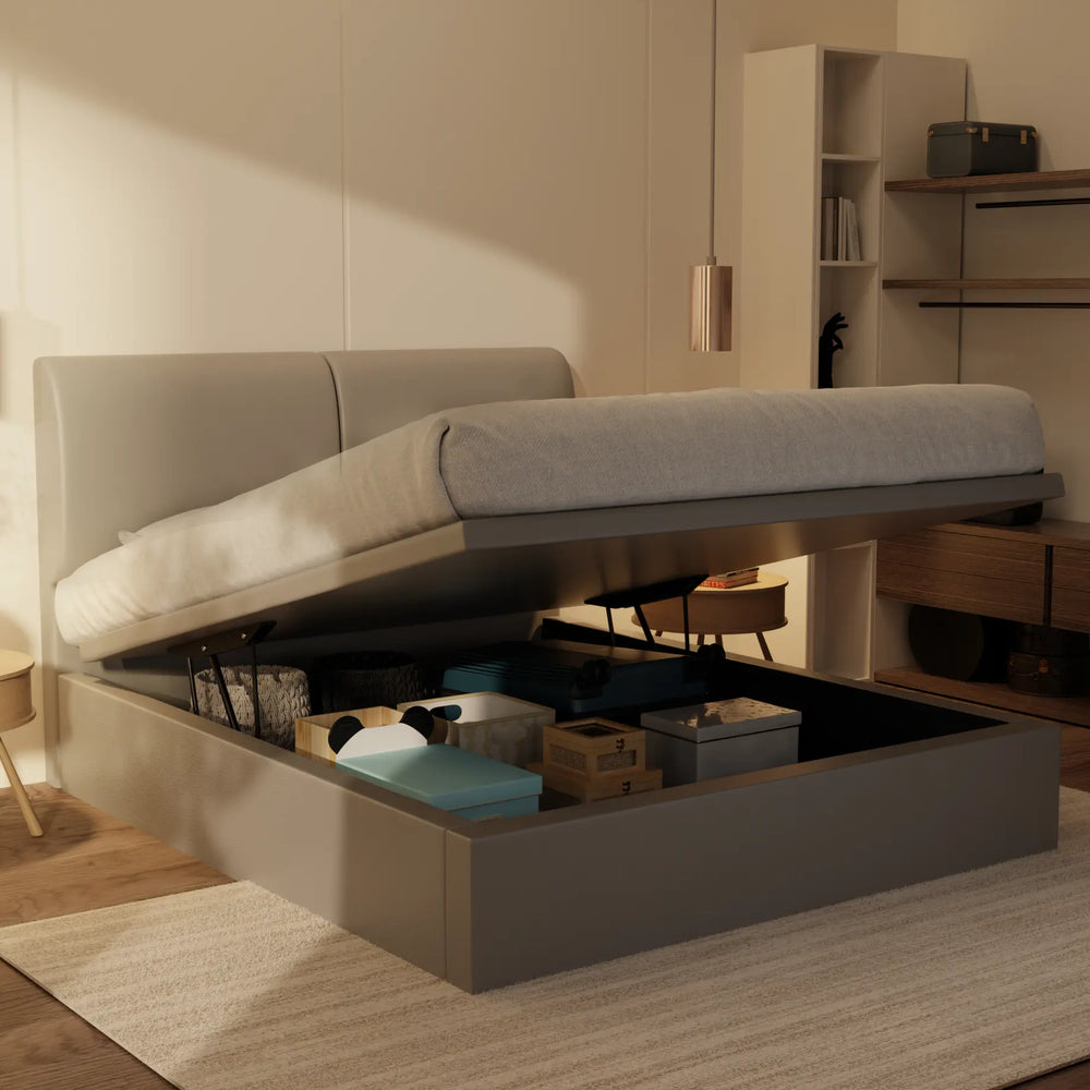 Gretelle Genuine Leather Storage Bed (Gas Lift) XYXBED