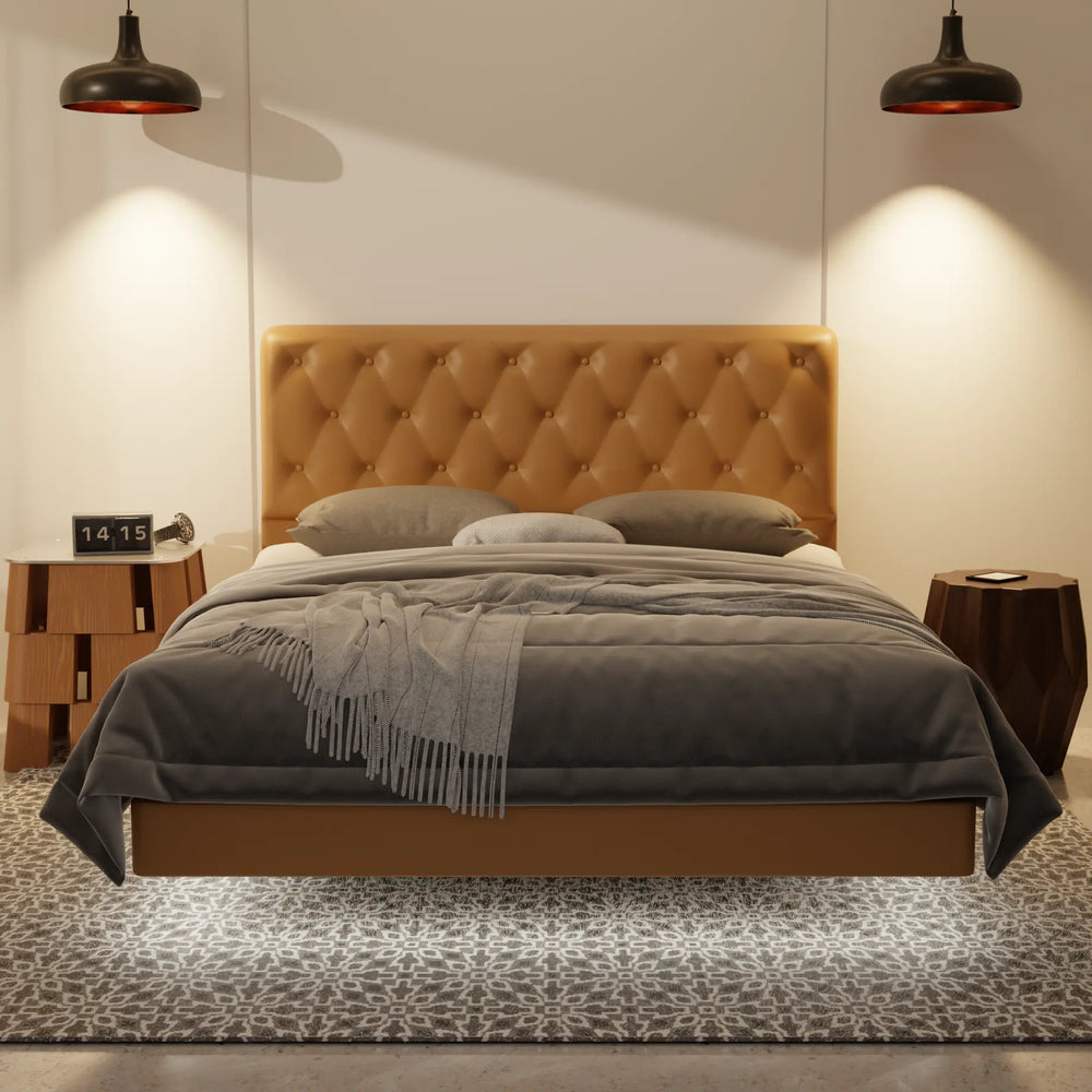 Wimble Genuine Leather Floating Bed Frame (With LED) XYXBED