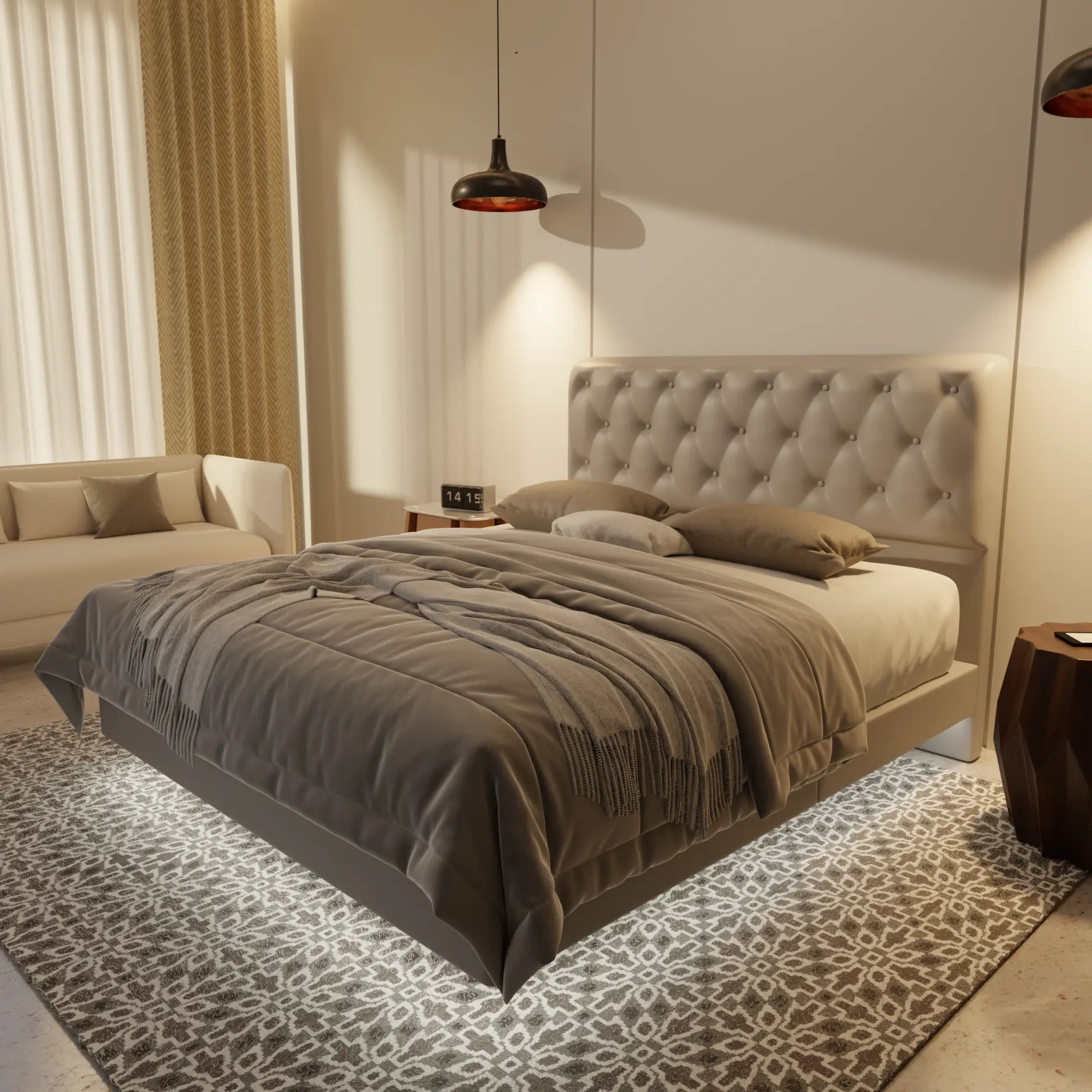 Wimble Genuine Leather Floating Bed Frame (With LED) XYXBED