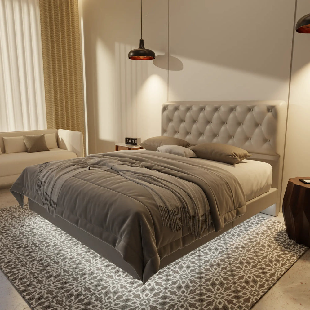 Wimble Genuine Leather Floating Bed Frame (With LED) XYXBED