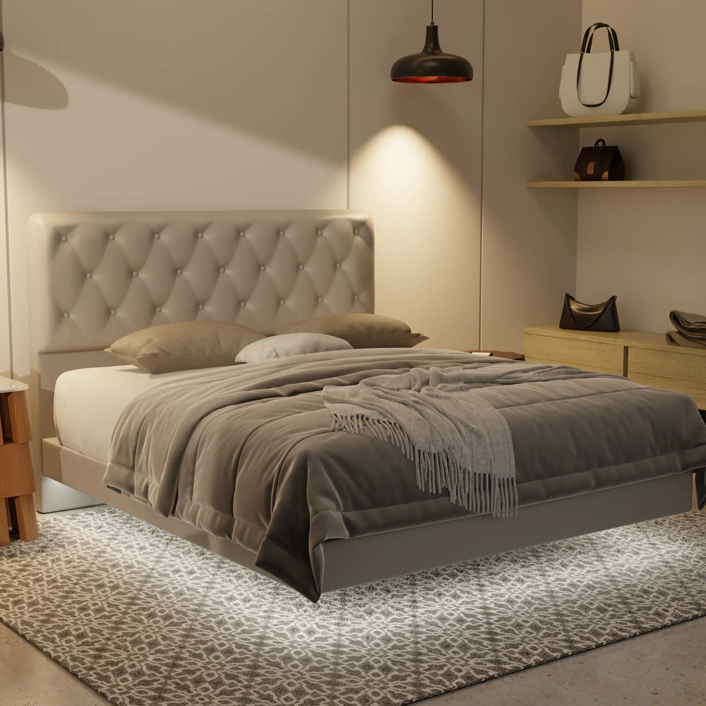 Wimble Genuine Leather Floating Bed Frame (With LED) XYXBED