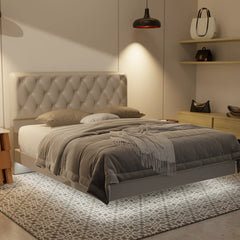 Wimble Genuine Leather Floating Bed Frame (With LED) XYXBED