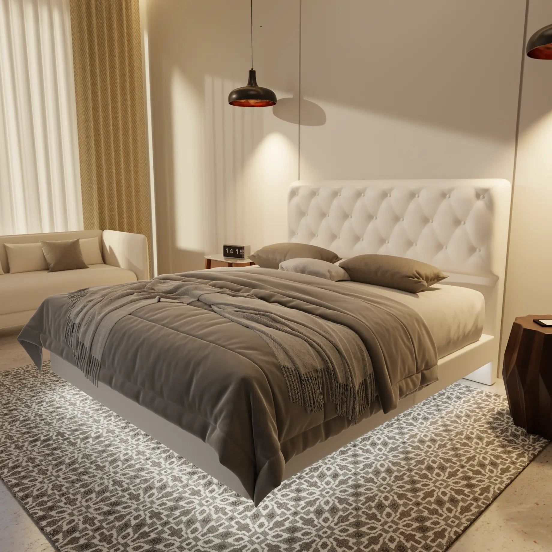 Wimble Genuine Leather Floating Bed Frame (With LED) XYXBED