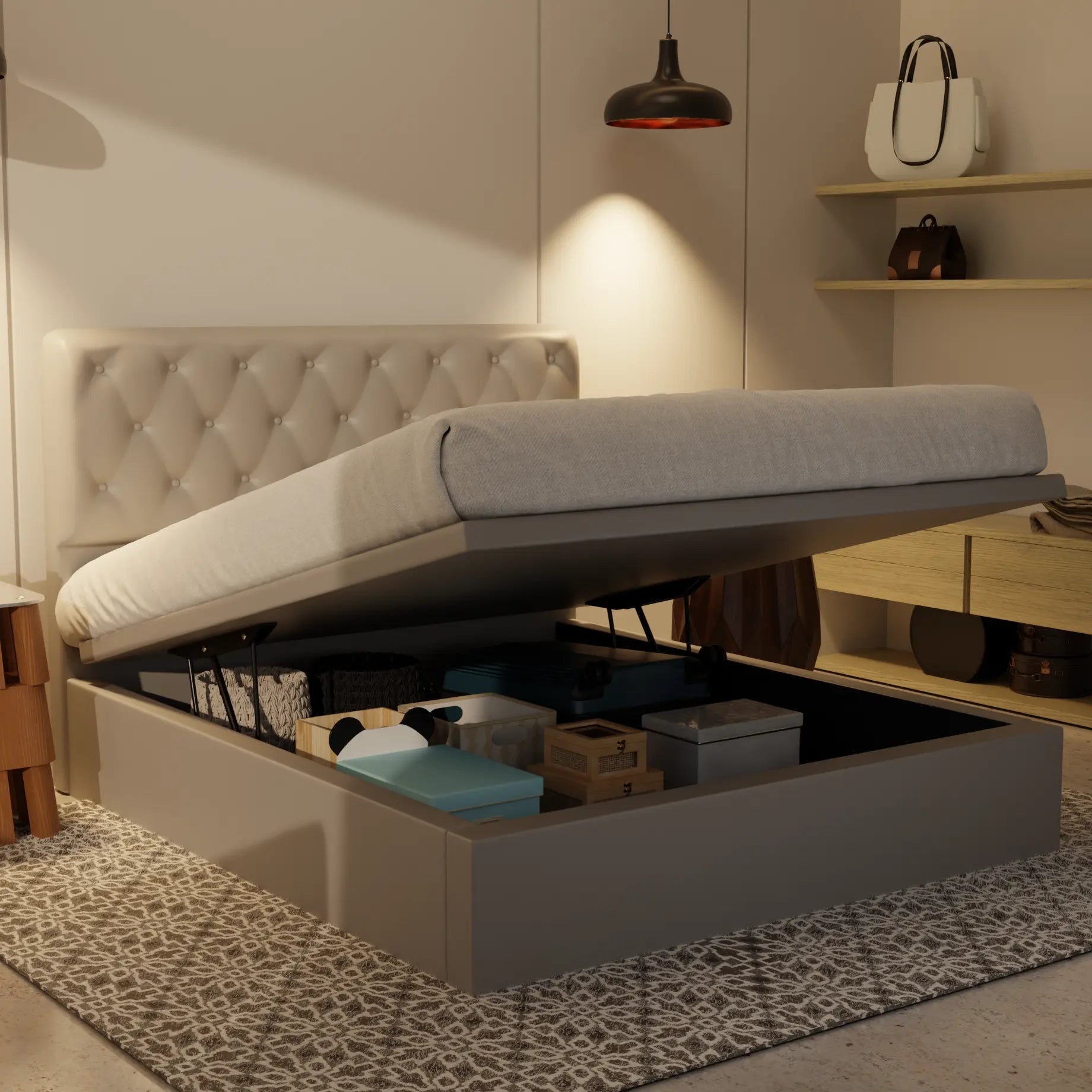 Wimble Genuine Leather Storage Bed (Gas Lift) XYXBED