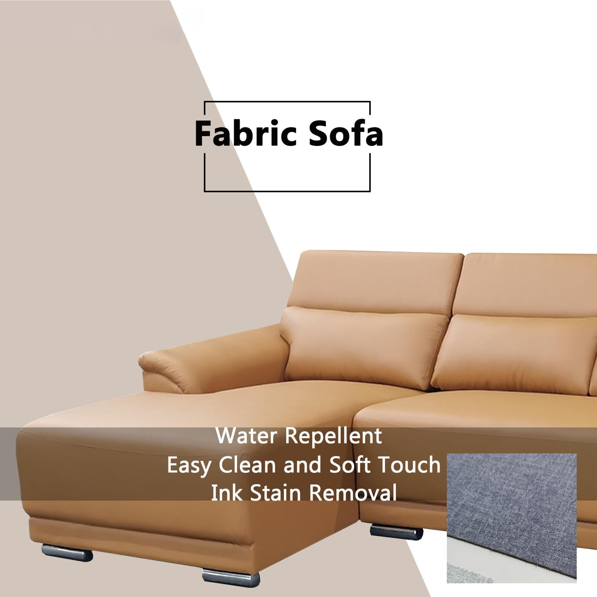 Quirra Genuine Leather Adjustable Headrest L-Shaped Sofa