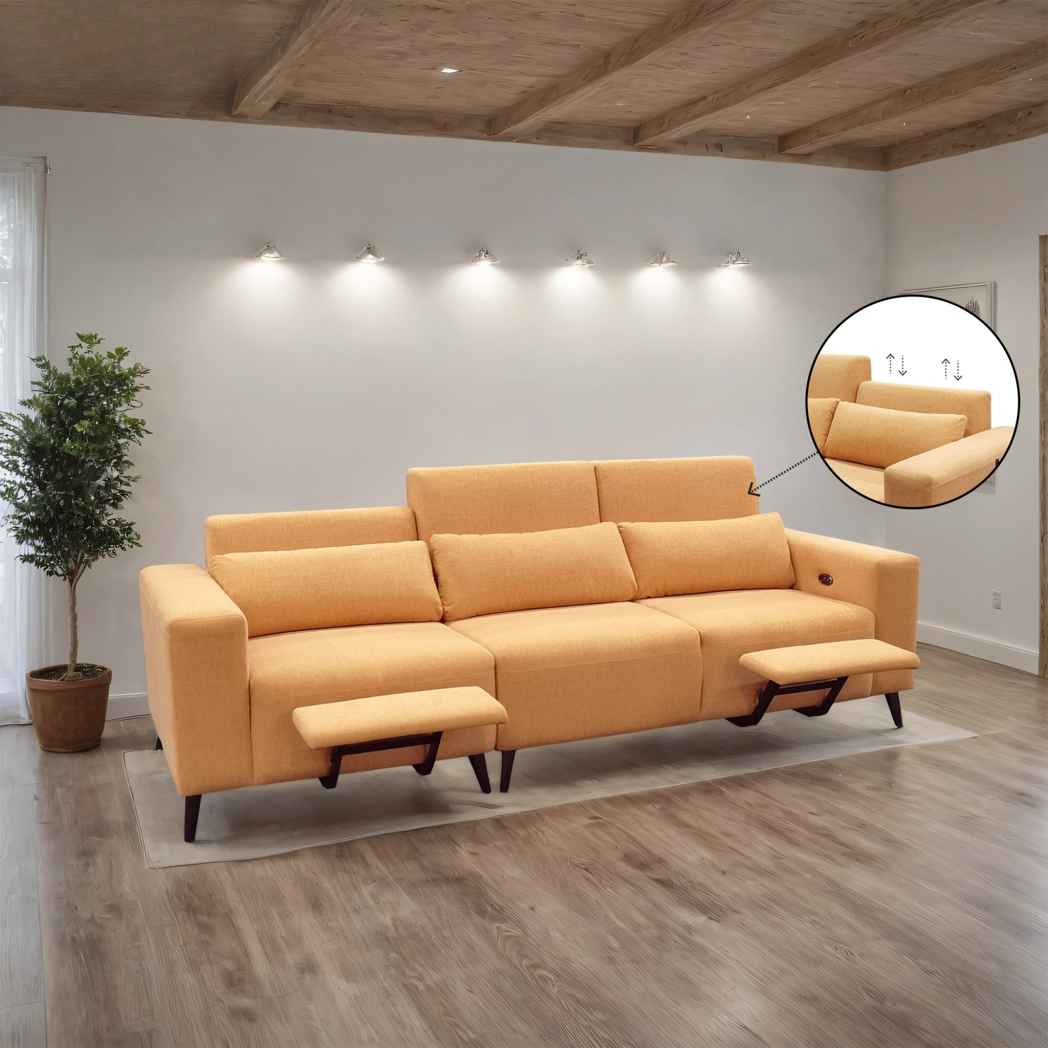 Shoalis Fabric Adjustable Legrest & Backrest Sofa (Pet Friendly & Easy Clean)