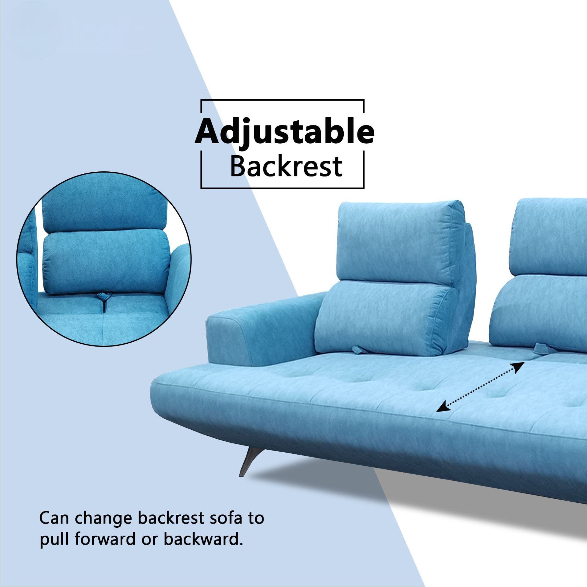 Nyros Fabric Adjustable Backrest Sofa (Pet Friendly & Easy Clean)