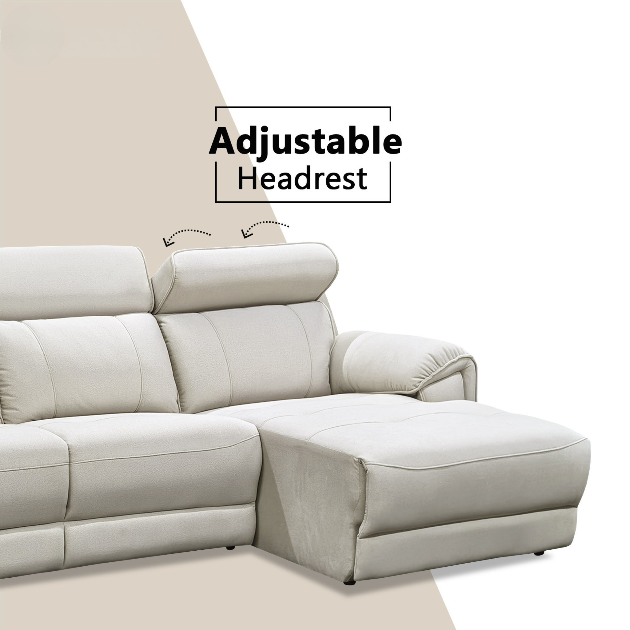 Enricus Fabric Adjustable Headrest L-Shaped Sofa (Pet Friendly & Easy Clean)