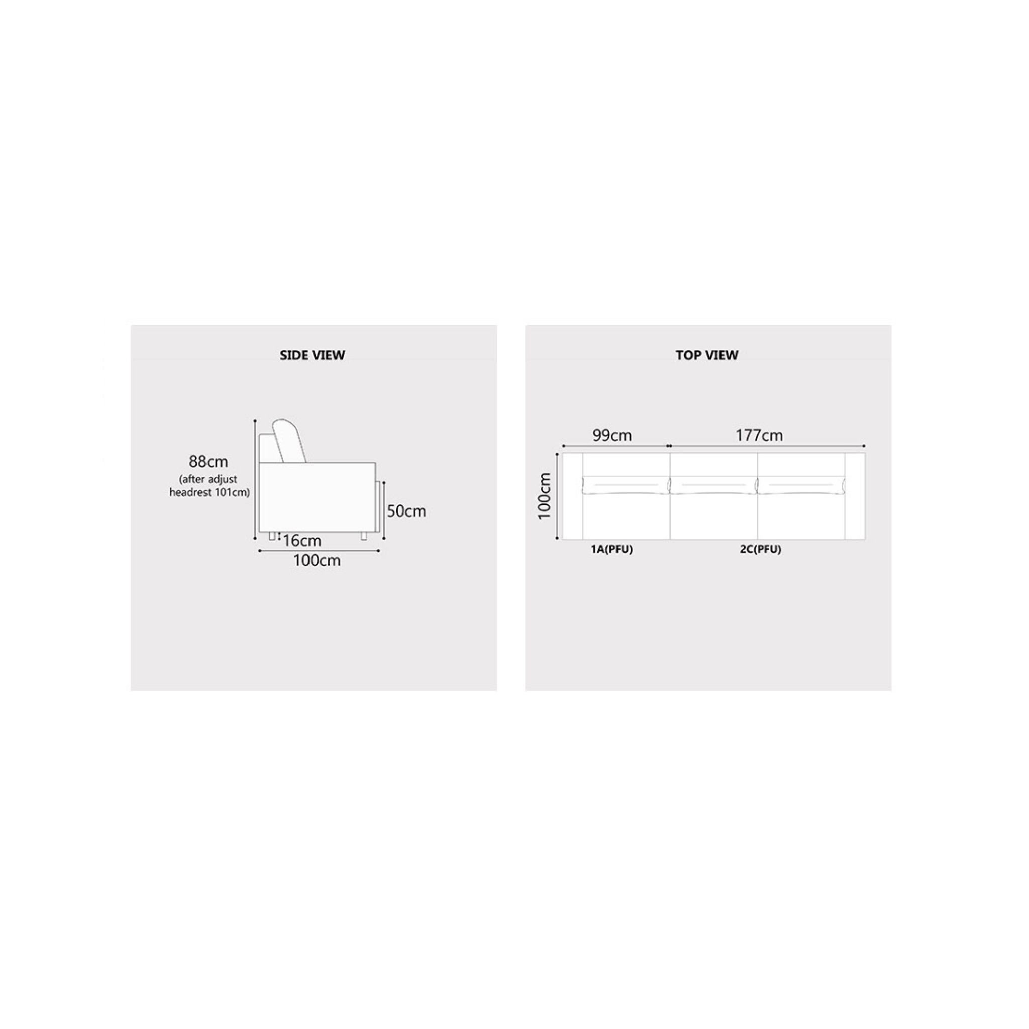 Shoalis Fabric Adjustable Legrest & Backrest Sofa (Pet Friendly & Easy Clean)