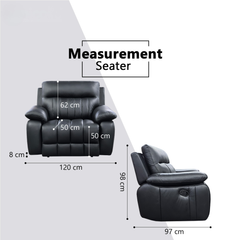 Ervon Genuine Leather Recliner Sofa