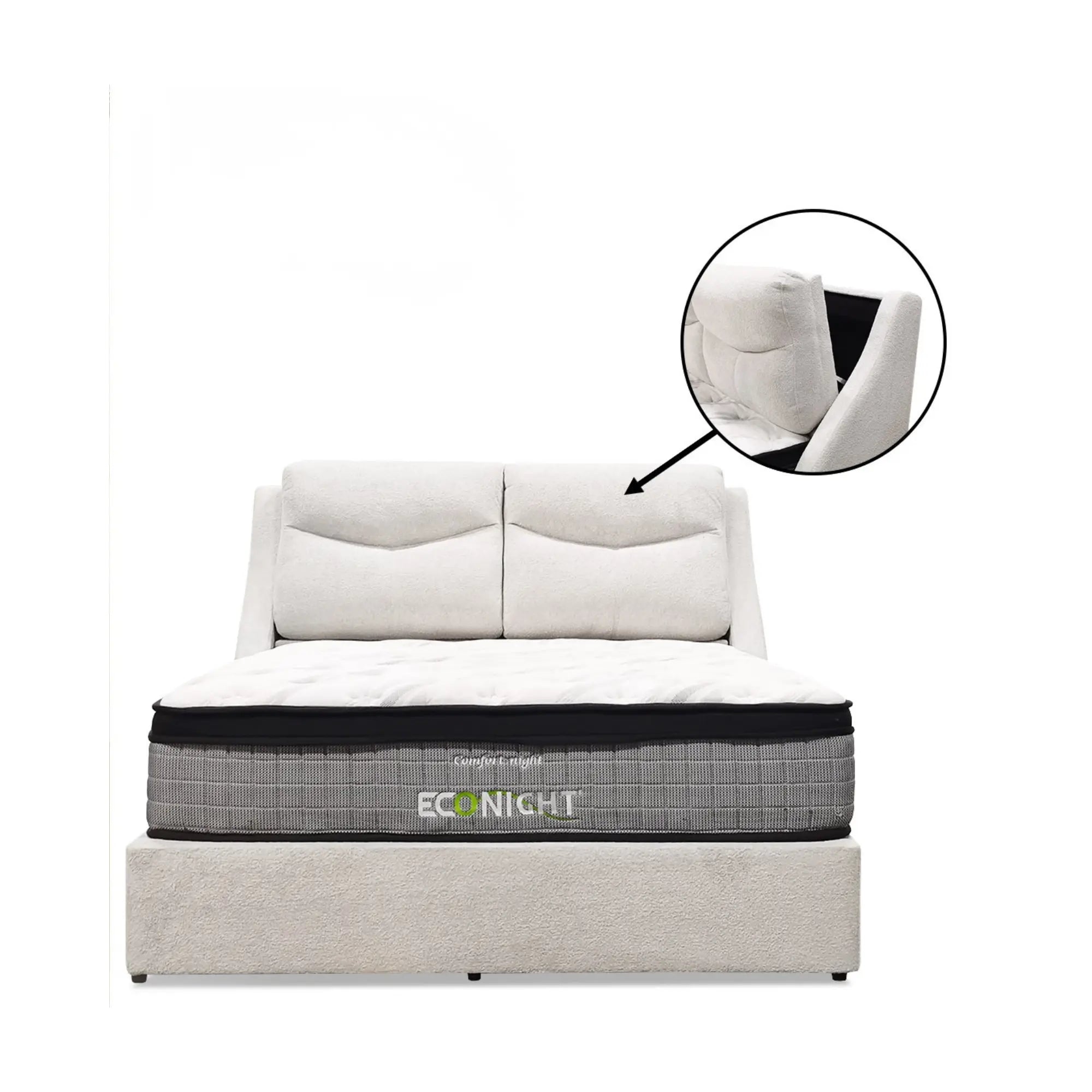Enso Fabric Headboard Storage Bed Frame (Pet Friendly & Easy Clean)