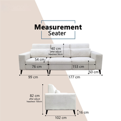 Shoalis Fabric Adjustable Backrest Sofa (Pet Friendly & Easy Clean)