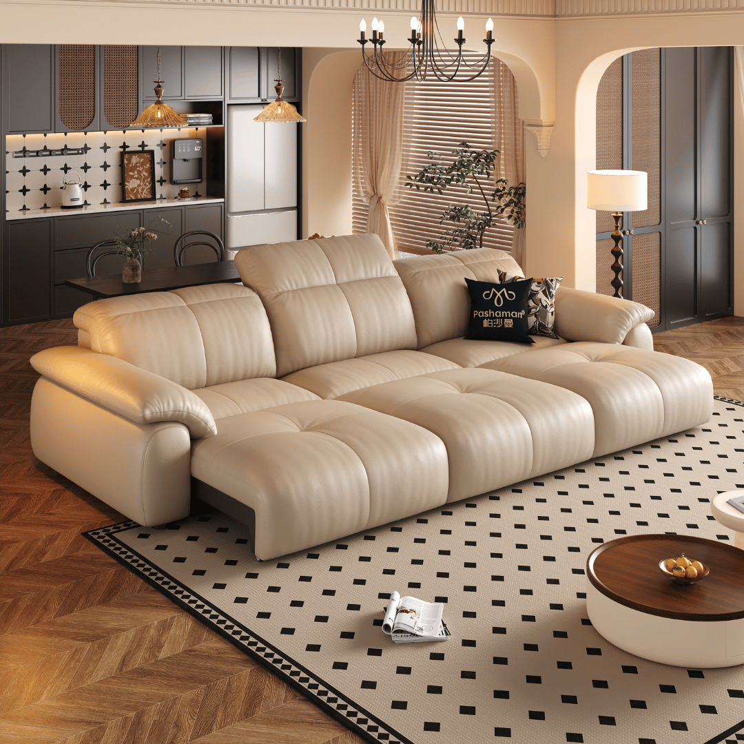 Wriggs Leather Electric Sofa Bed (Water Repellent & App + Remote Control)