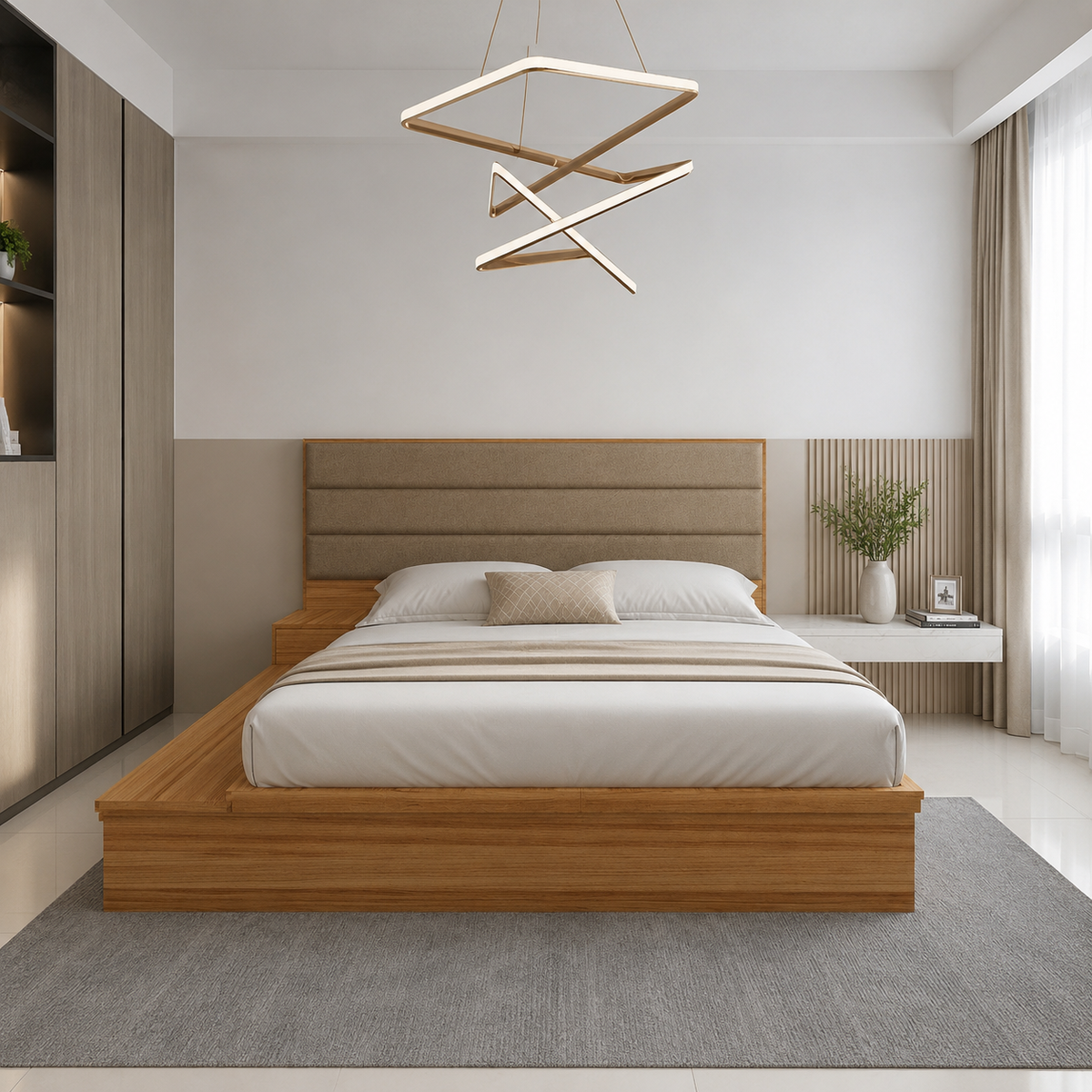 Vintora Wooden Platform Storage Bed Frame