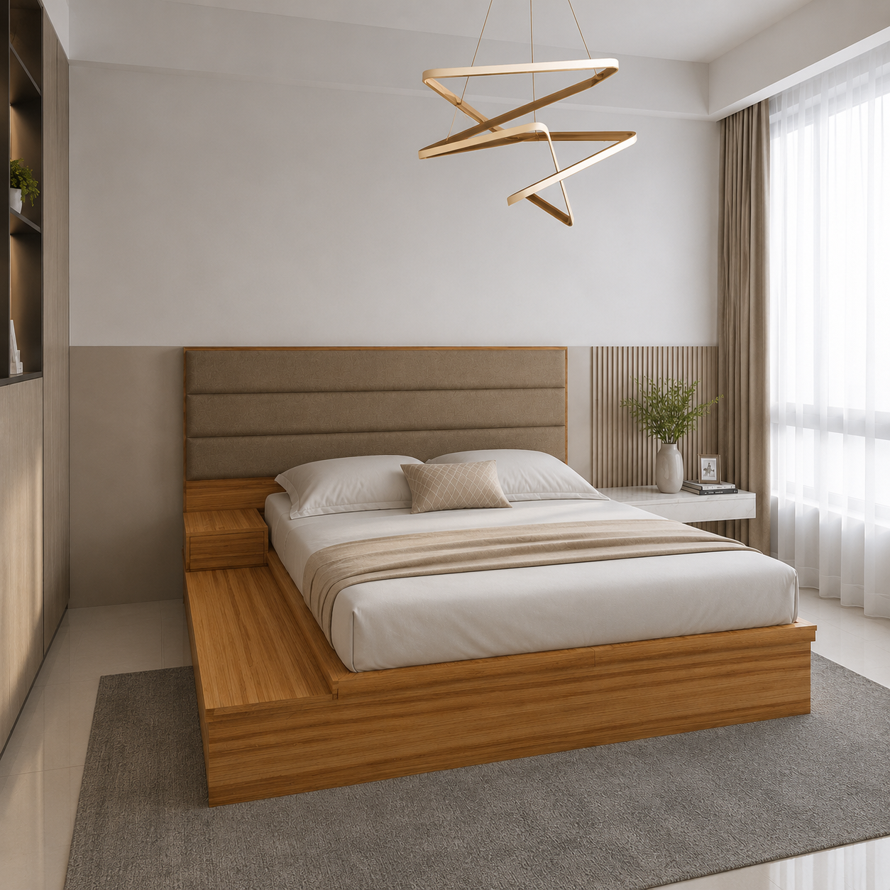 Vintora Wooden Platform Storage Bed Frame