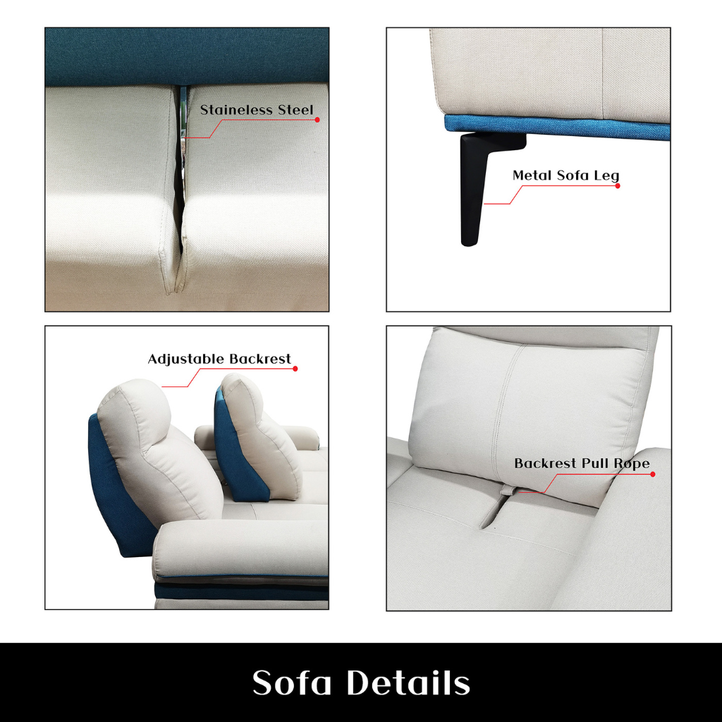 Orrian Fabric Adjustable Backrest L-Shaped Sofa (Pet Friendly & Easy Clean)