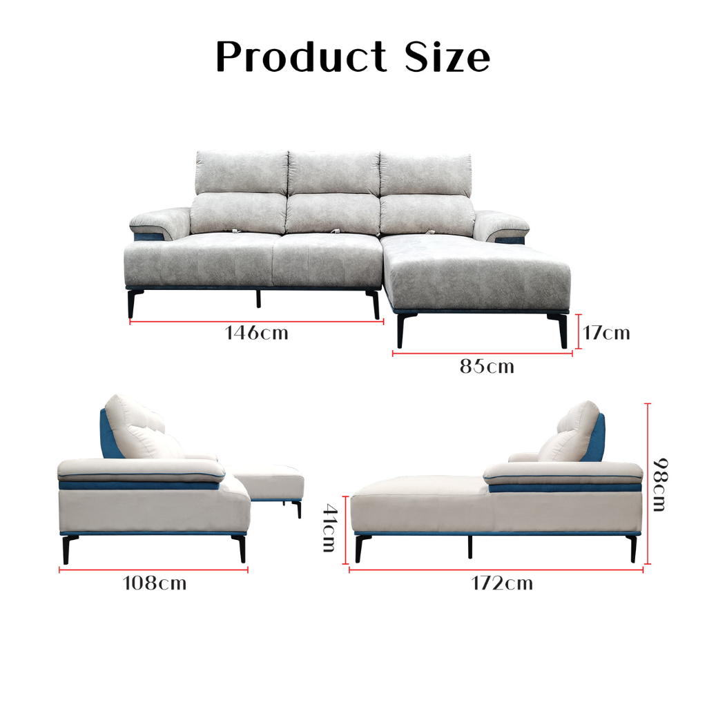 Orrian Fabric Adjustable Backrest L-Shaped Sofa (Pet Friendly & Easy Clean)