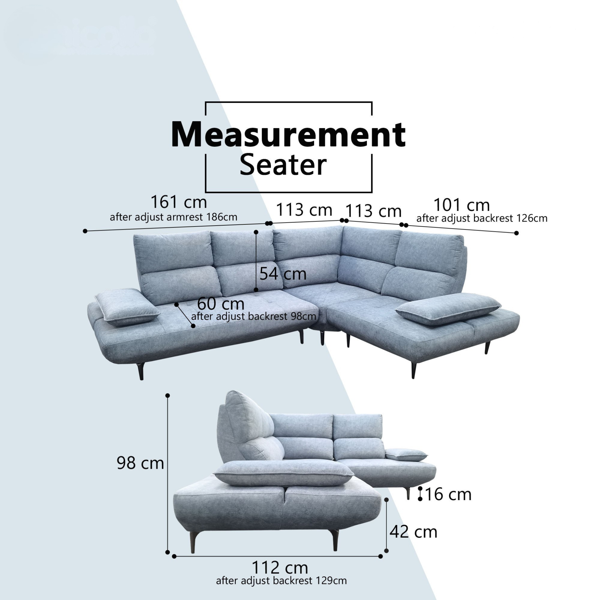 Istren Fabric Adjustable Backrest & Armrest Corner Sofa (Pet Friendly & Easy Clean)