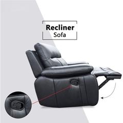 Ervon Genuine Leather Recliner Sofa