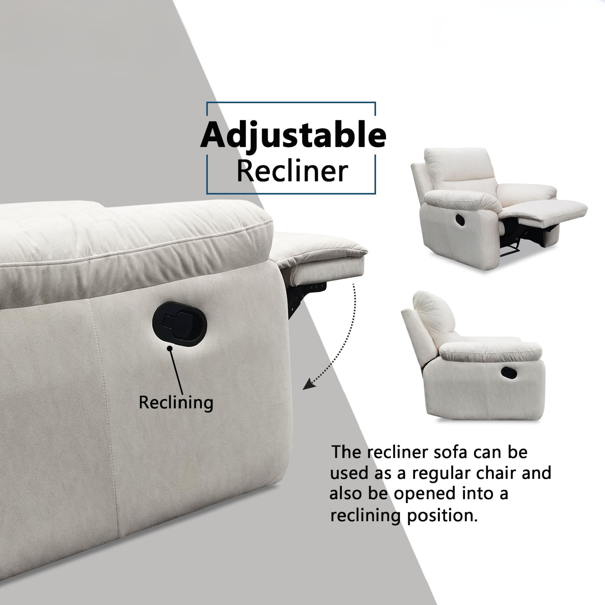 Deyric Fabric Recliner Sofa (Pet Friendly & Easy Clean)