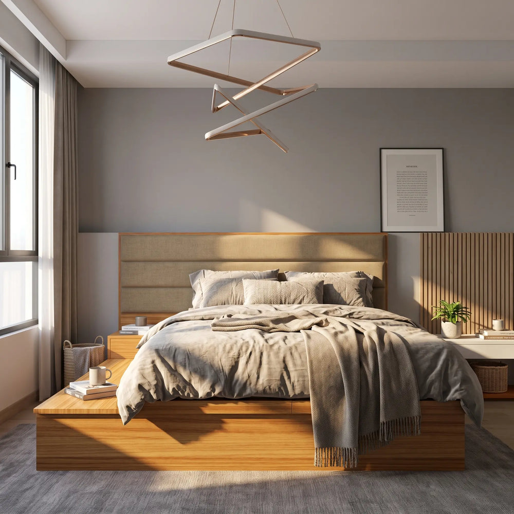 Vintora Wooden Platform Storage Bed Frame ZF